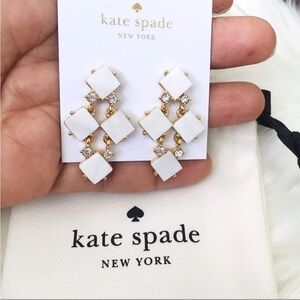 Kate Spade Pearl Cove Gold and White Geometric Chandelier Earrings